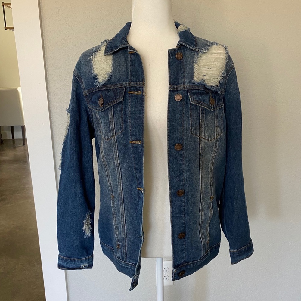 Destroyed denim jacket. NWT